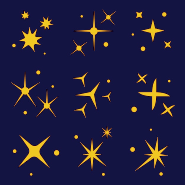 Free vector hand drawn sparkling stars collection