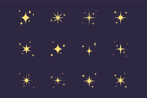 Hand drawn sparkling stars collection