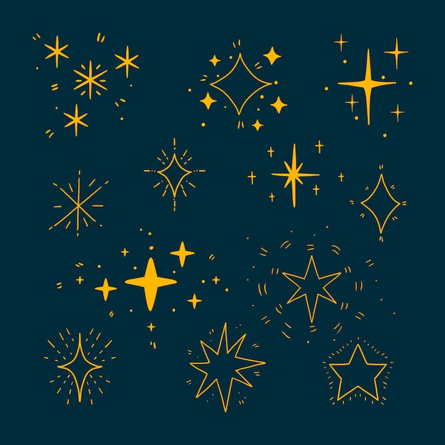 Hand drawn sparkling stars collection