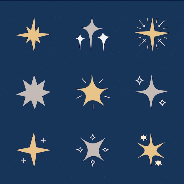 Hand drawn sparkling stars collection