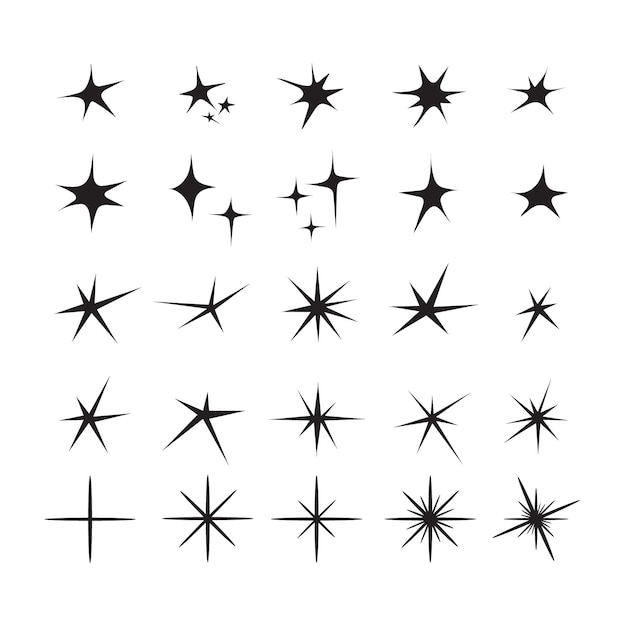 免费矢量手绘闪闪发光的星星集合