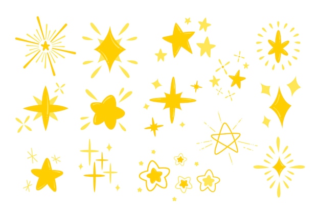 Hand drawn sparkling stars collection