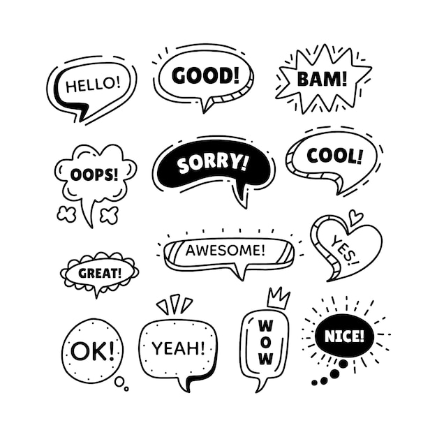 Free vector hand drawn speech bubble doodle drawing illustration