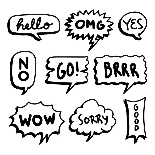 Hand drawn speech bubble doodle illustration