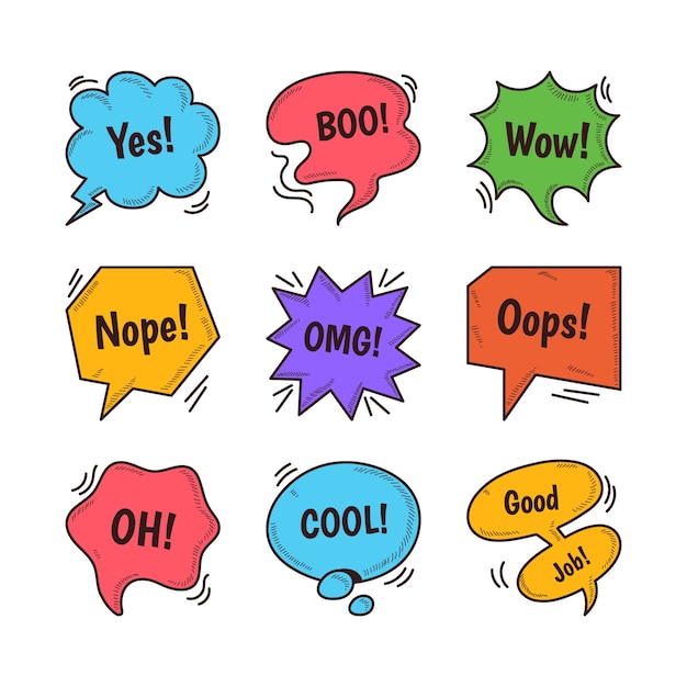 Free vector hand drawn speech bubble doodle illustration