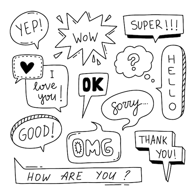 Hand drawn speech bubble doodle illustration