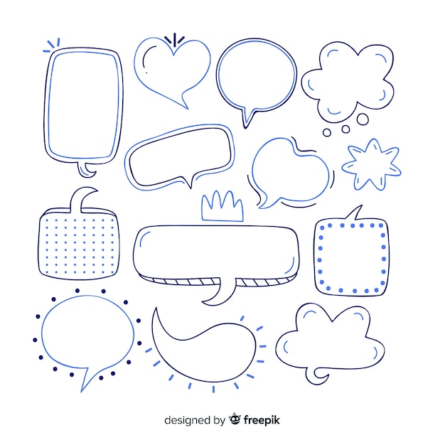 Hand drawn speech bubbles in variety of shapes