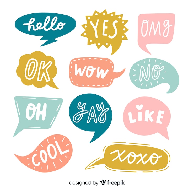 Free Vector hand drawn speech bubbles with different expressions