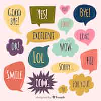 Free vector hand drawn speech bubbles with different expressions