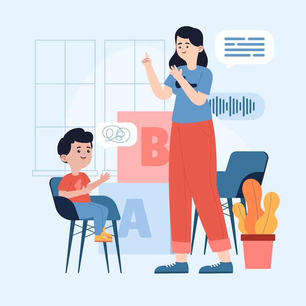 Free vector hand drawn speech therapy illustration