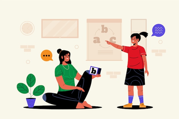 Hand-drawn speech therapy illustration