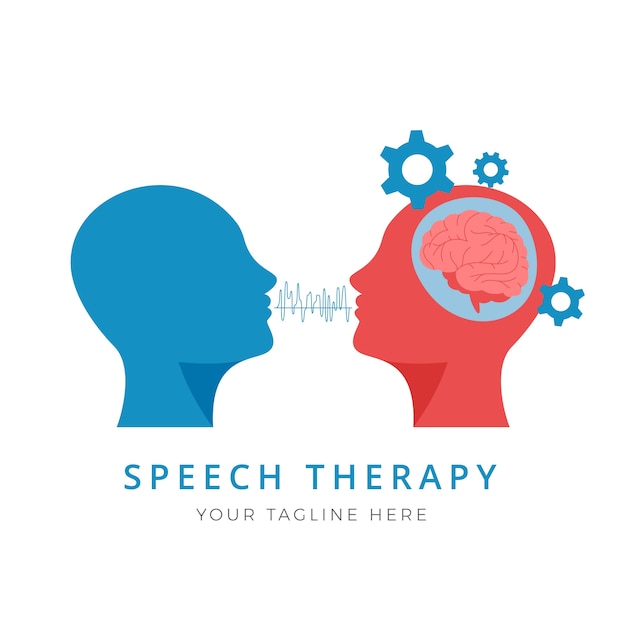 Hand drawn speech therapy logo