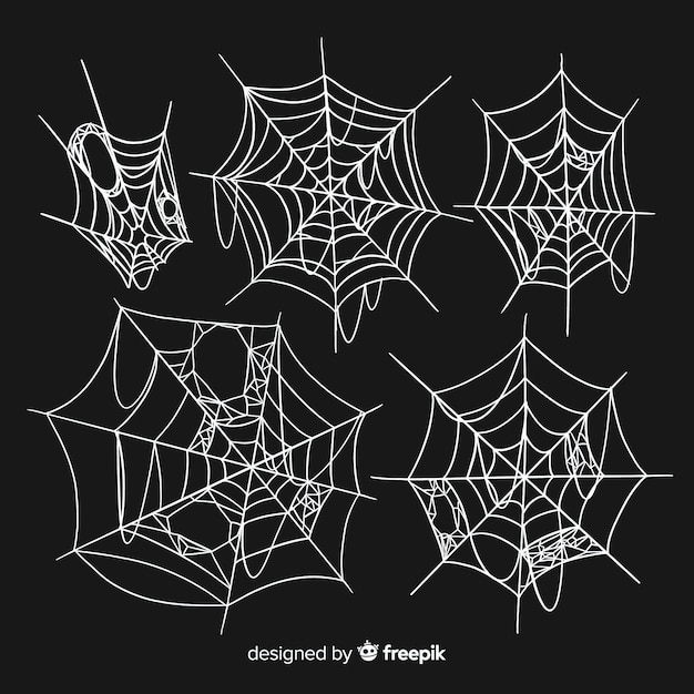 Free vector hand drawn spider cobweb collection