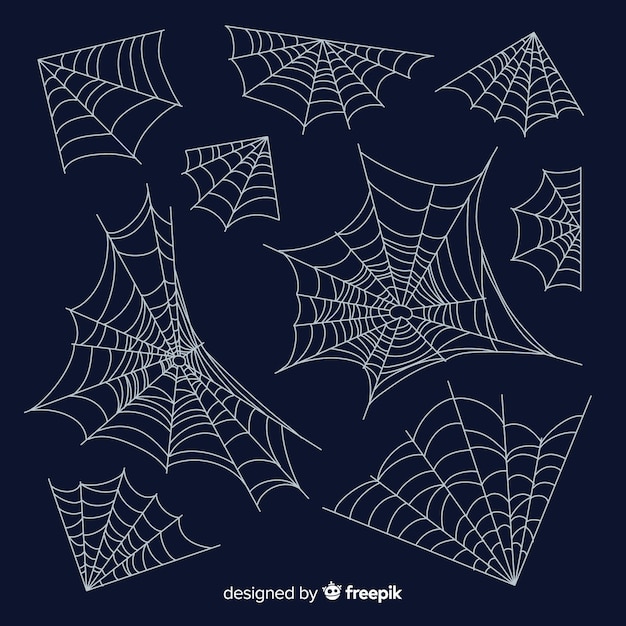 Free vector hand drawn spider cobweb collection