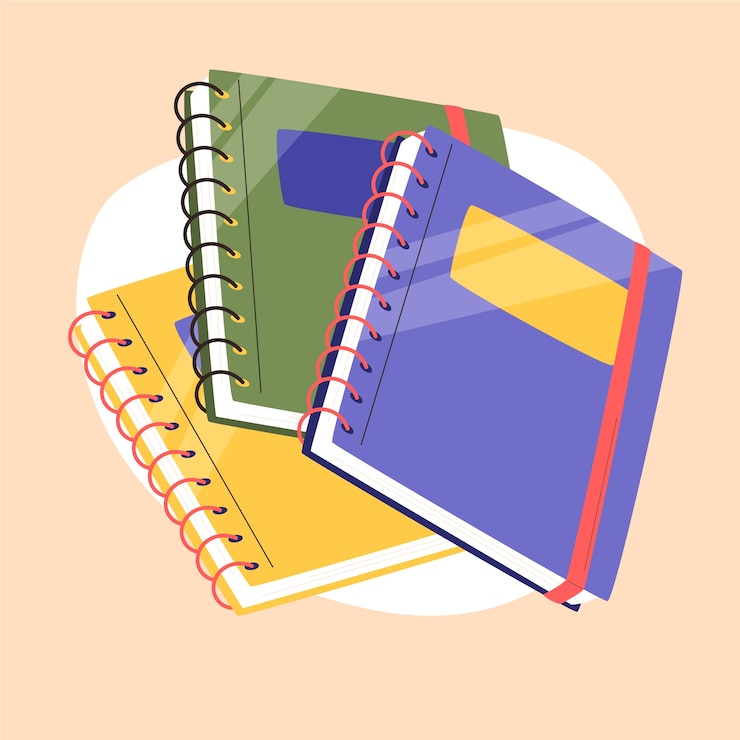मुफ़्त वेक्टर hand drawn spiral book mockup illustration