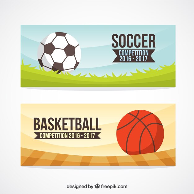 Hand drawn sport balls banners