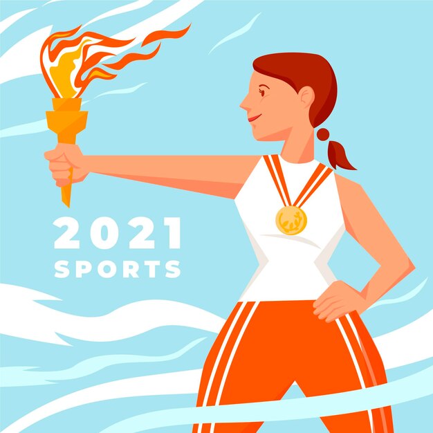 Hand drawn sport games 2021 illustration