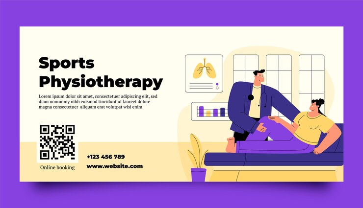Free Vector hand drawn sports physiotherapy horizontal banner