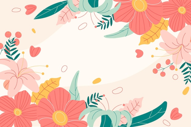 Free vector hand drawn spring background with flowers