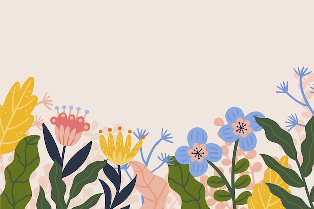 Free vector hand drawn spring background with flowers