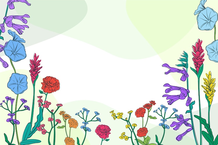 Free Vector hand drawn spring background with flowers