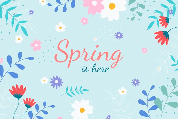 Free vector hand drawn spring background with lettering