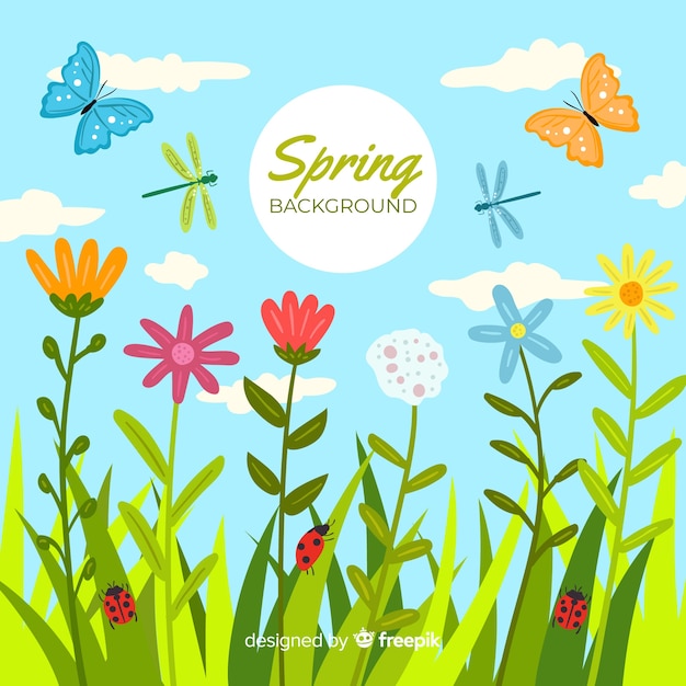 Free vector hand drawn spring background