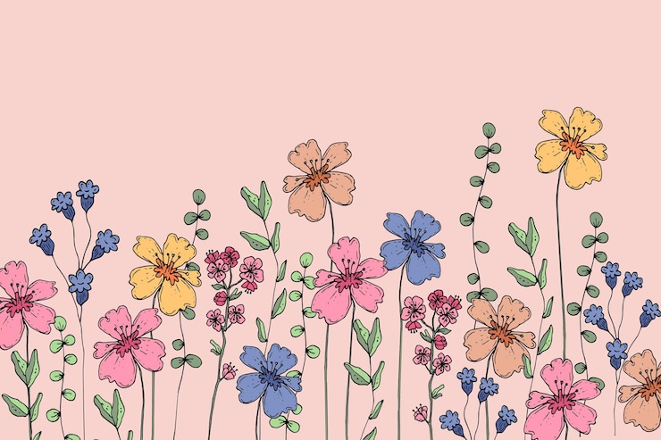 無料Vector 手描きの春の背景