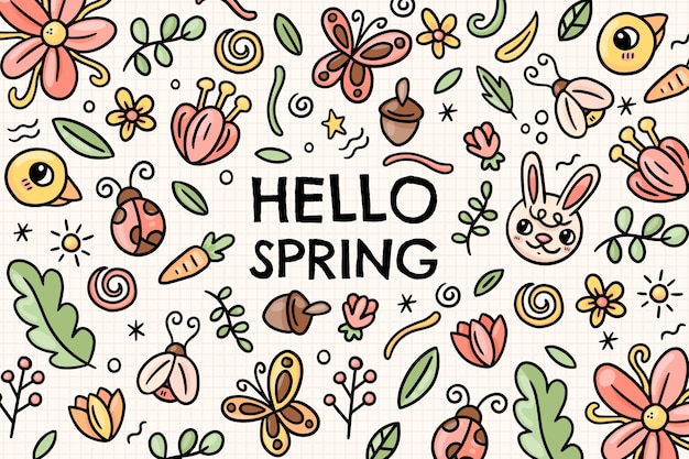 Free vector hand drawn spring background