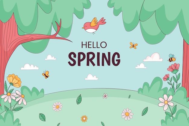 Free vector hand drawn spring background