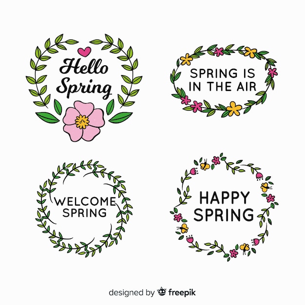 Free vector hand drawn spring badge collection