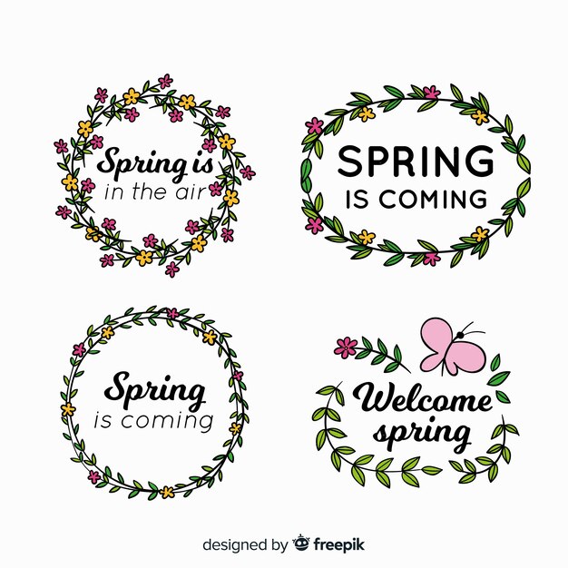 Free vector hand drawn spring badge collection