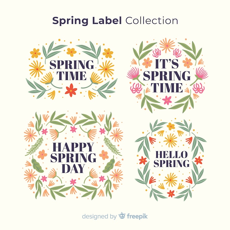 Free Vector hand drawn spring badge collection