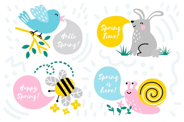 Free vector hand drawn spring badge collection