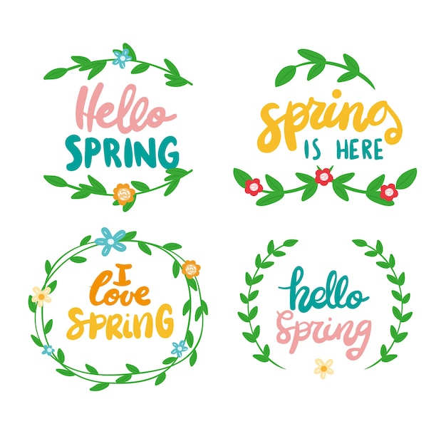 Free vector hand-drawn spring badge collection