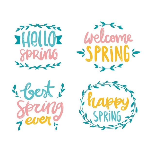 Free vector hand drawn spring badge collection