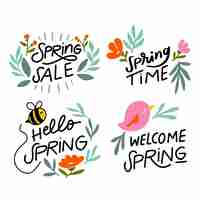 Free vector hand-drawn spring badge collection