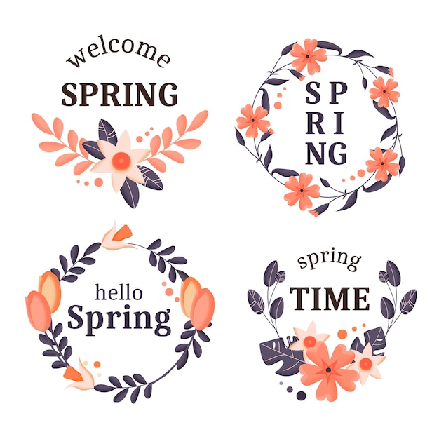 Free vector hand drawn spring badge collection