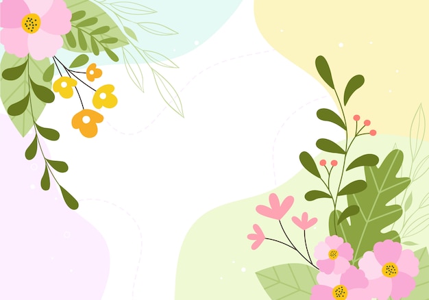 Hand drawn spring botanical flower floral illustration background