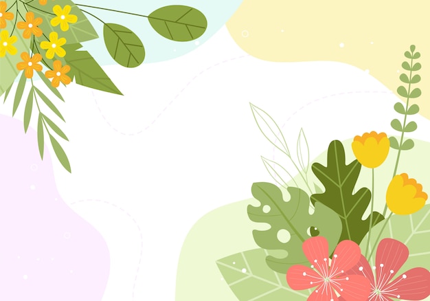 Hand drawn spring botanical flower floral illustration background