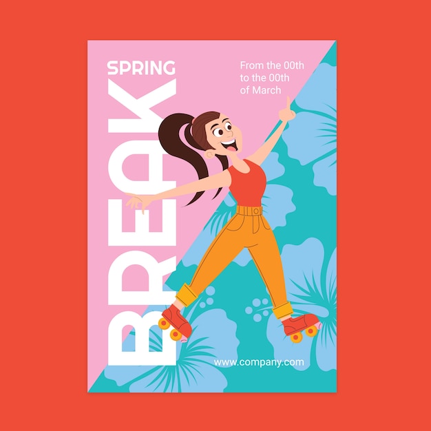 Free vector hand drawn spring break vertical flyer template