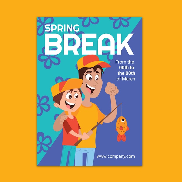 Free vector hand drawn spring break vertical flyer template