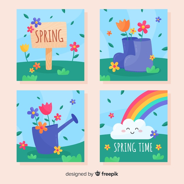 Hand drawn spring card pack