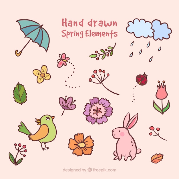 Hand drawn spring element collection
