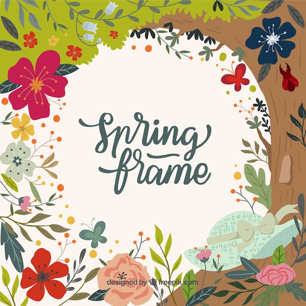 Free vector hand drawn spring floral frame