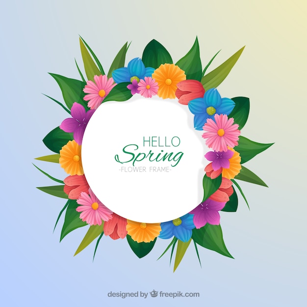 Hand drawn spring floral frame