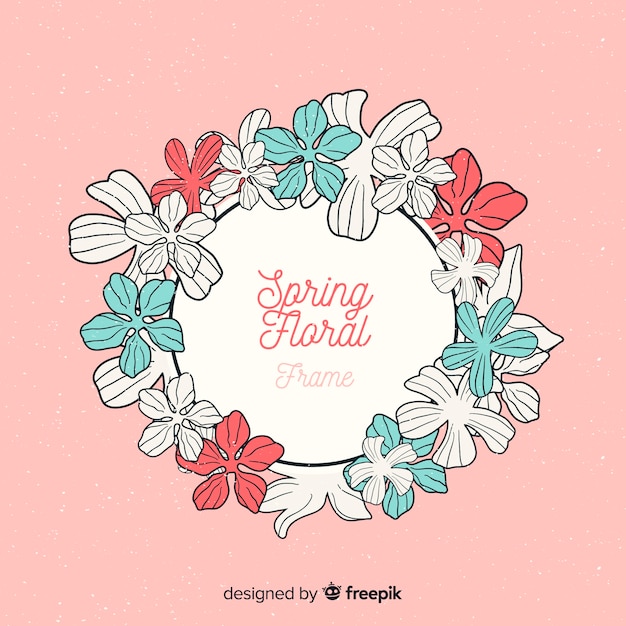 Hand drawn spring floral frame