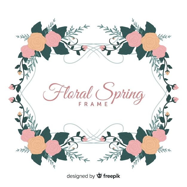 Vettore gratuito cornice floreale primavera disegnata a mano