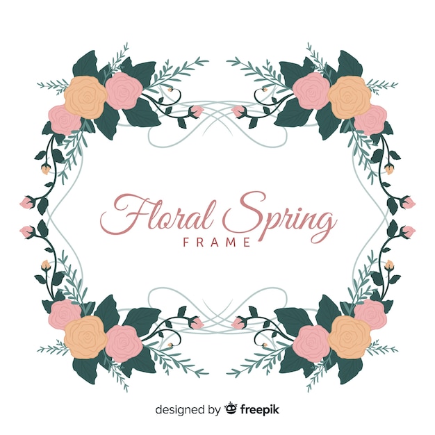 Free vector hand drawn spring floral frame