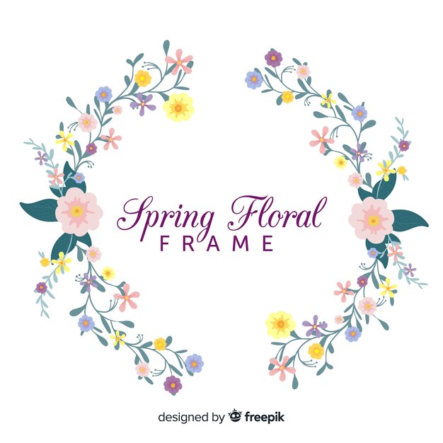 Hand drawn spring floral frame